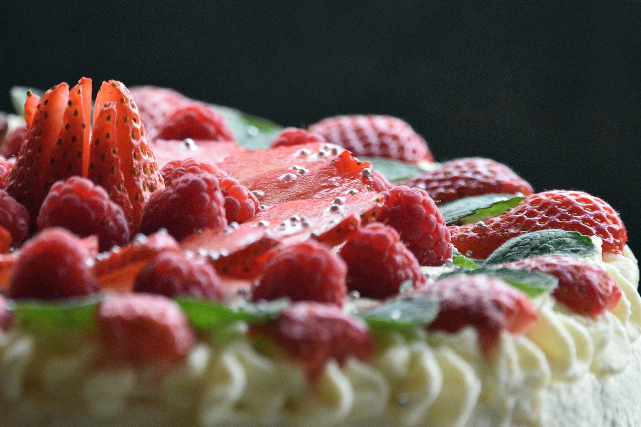 fruit cake with glaze fruits on top